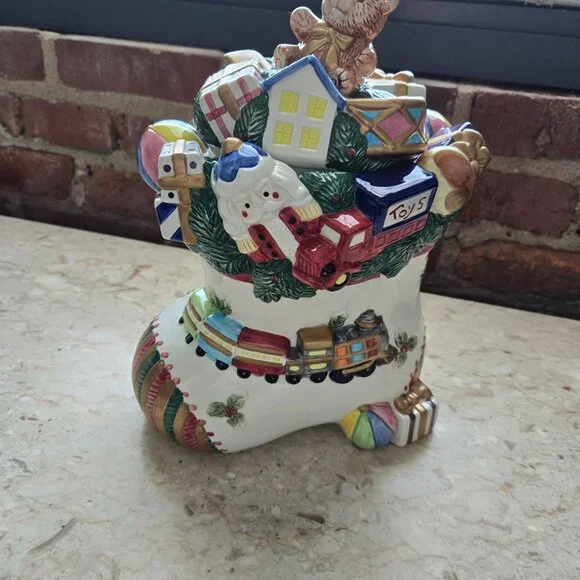 Vintage Fitz and Floyd Toyland Santa Cookie Jar - Picture 6 of 10